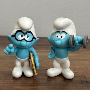 The Smurfs BRAINY & HEFTY Kids Meal Toy Figures Burger King 2024  Cake Toppers